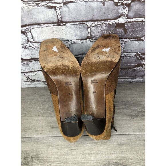 CHIARINI Tan Brown Green Suede Leather Double Sided Zipper Heel Booties Women 40 - Picture 15 of 16